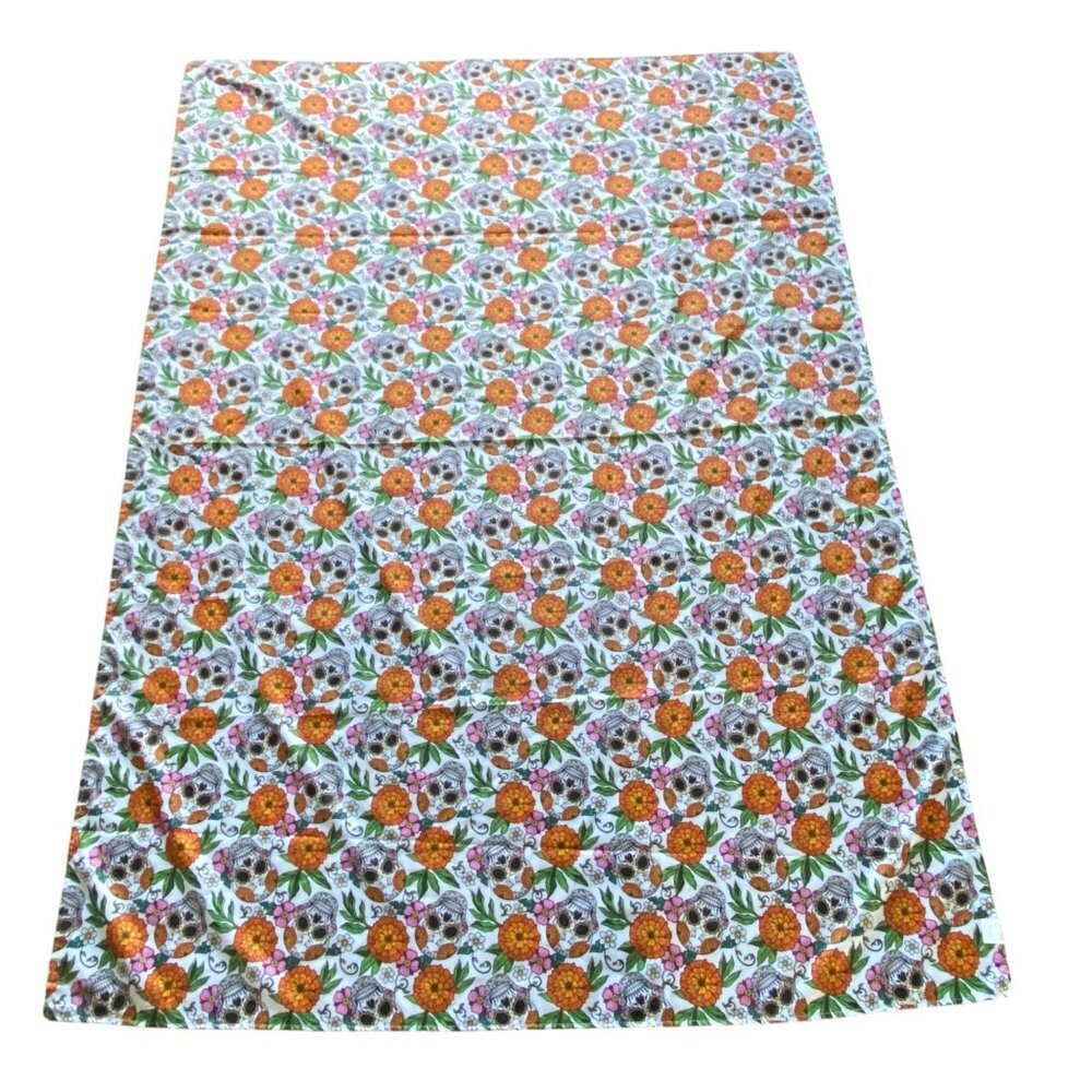 Day Of The Dead Rectangular Tablecloth Sugar Skull Floral Pattern Table Decor